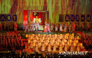 歌剧《图兰朵》剧照（10月6日摄）。当日，由张艺谋导演的歌剧《图兰朵》在北京国家体育场“鸟巢”上演。新华社记者 侯俊 摄
