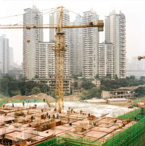 沙坪坝区一座在建的住宅区。沙坪坝是重庆人口最密集的区域之一。