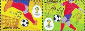 韩国发行的世界杯纪念邮票。