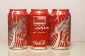 （美国可口可乐2014索契冬奥会纪念罐355ml原味铝罐  产地：美国/U S A  2014年）

