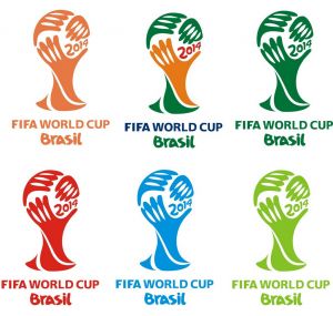各种颜色的2014年巴西世界杯标志