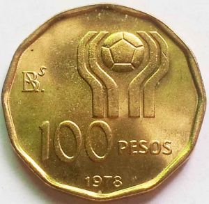 1978年阿根廷世界杯100比索铝青铜币（正面）