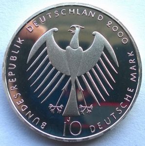 德国2000年汉诺威世博会纪念币反面（图源中邮网）