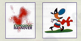 汉诺威世博会会徽（左）和精灵（右）