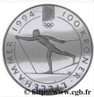 1994年冬奥会纪念币100克朗反面图