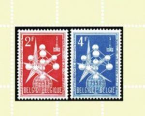 1957年比利时发行的原子模型塔邮票