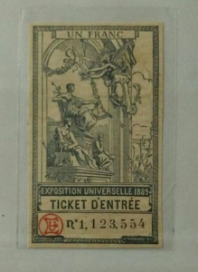 1889年巴黎世博会门票