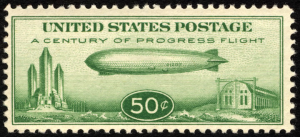 一个世纪的进步，50美分，齐柏林飞艇，芝加哥，1933年10月2日
