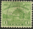 1¢黄绿色的福特迪尔伯恩堡（Fort Dearborn），于1933年5月25日发行。